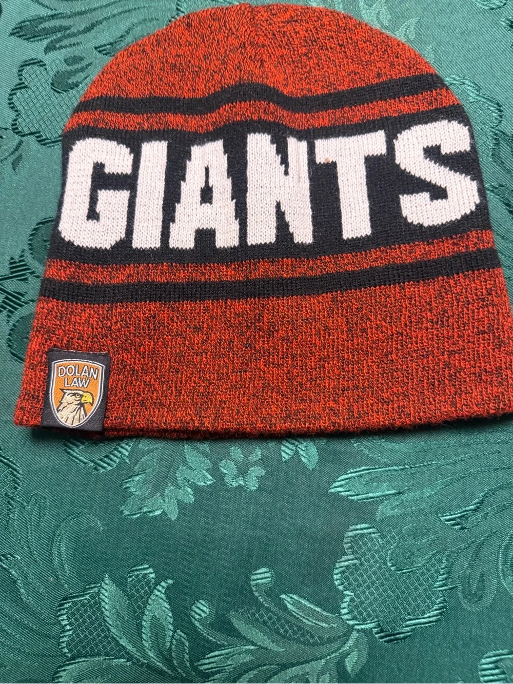 SF Logo Black Knit Beanie with Orange Trim reversible beanie
